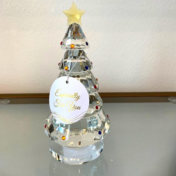 Jeweled Crystal Christmas Tree w/ Gold Star Topper 7.5in Luxe Holiday Decor NEW - Picture 8 of 13